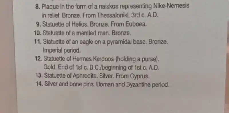 Bronze and precious metal statuettes of deities and symbols from Greek, Roman, and Byzantine periods
